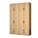 Ντουλάπα Ρούχων Ricardo Megapap Τετράφυλλη με Πατάρι Χρώμα Φυσικό Οξιάς 160x51,8x240εκ.
