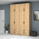Ντουλάπα Ρούχων Ricardo Megapap Τετράφυλλη με Πατάρι Χρώμα Φυσικό Οξιάς 160x51,8x240εκ.