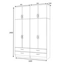 Ντουλάπα Ρούχων Ricardo Megapap Τετράφυλλη με Πατάρι Χρώμα Φυσικό Οξιάς 160x51,8x240εκ.