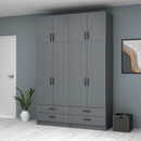 Ντουλάπα Ρούχων Ricardo Megapap Τετράφυλλη με Πατάρι Χρώμα Ανθρακί 160x51,8x240εκ.