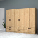 Ντουλάπα Ρούχων Ricardo Megapap Εξάφυλλη Χρώμα Φυσικό Οξιάς 240x51,8x181εκ.