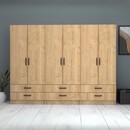 Ντουλάπα Ρούχων Ricardo Megapap Εξάφυλλη Χρώμα Φυσικό Οξιάς 240x51,8x181εκ.