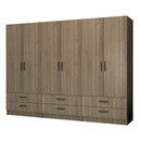 Ντουλάπα Ρούχων Ricardo Megapap Εξάφυλλη Χρώμα Καρυδί 240x51,8x181εκ.