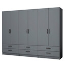 Ντουλάπα Ρούχων Ricardo Megapap Εξάφυλλη Χρώμα Ανθρακί 240x51,8x181εκ.