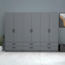 Ντουλάπα Ρούχων Ricardo Megapap Εξάφυλλη Χρώμα Ανθρακί 240x51,8x181εκ.