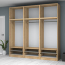 Ντουλάπα Ρούχων Ricardo Megapap Εξάφυλλη με Πατάρι Χρώμα Φυσικό Οξιάς 240x51,8x240εκ.