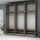 Ντουλάπα Ρούχων Ricardo Megapap Εξάφυλλη με Πατάρι Χρώμα Καρυδί 240x51,8x240εκ.