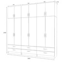 Ντουλάπα Ρούχων Ricardo Megapap Εξάφυλλη με Πατάρι Χρώμα Καρυδί 240x51,8x240εκ.