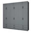 Ντουλάπα Ρούχων Ricardo Megapap Εξάφυλλη με Πατάρι Χρώμα Ανθρακί 240x51,8x240εκ.