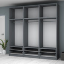 Ντουλάπα Ρούχων Ricardo Megapap Εξάφυλλη με Πατάρι Χρώμα Ανθρακί 240x51,8x240εκ.