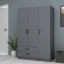 Ντουλάπα Ρούχων Ricardo Megapap Τρίφυλλη Χρώμα Ανθρακί 120x51,8x181εκ.