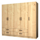 Ντουλάπα Ρούχων Ricardo Megapap Πεντάφυλλη Χρώμα Φυσικό Οξιάς 200x51,8x181εκ.