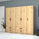 Ντουλάπα Ρούχων Ricardo Megapap Πεντάφυλλη Χρώμα Φυσικό Οξιάς 200x51,8x181εκ.