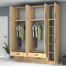 Ντουλάπα Ρούχων Ricardo Megapap Πεντάφυλλη με Πατάρι Χρώμα Φυσικό Οξιάς 200x51,8x240εκ.