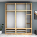 Ντουλάπα Ρούχων Ricardo Megapap Πεντάφυλλη με Πατάρι Χρώμα Φυσικό Οξιάς 200x51,8x240εκ.