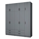 Ντουλάπα Ρούχων Ricardo Megapap Πεντάφυλλη με Πατάρι Χρώμα Ανθρακί 200x51,8x240εκ.