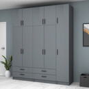 Ντουλάπα Ρούχων Ricardo Megapap Πεντάφυλλη με Πατάρι Χρώμα Ανθρακί 200x51,8x240εκ.