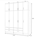 Ντουλάπα Ρούχων Ricardo Megapap Πεντάφυλλη με Πατάρι Χρώμα Ανθρακί 200x51,8x240εκ.