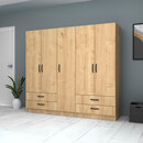 Ντουλάπα Ρούχων Ricardo Megapap Πεντάφυλλη Χρώμα Φυσικό Οξιάς 200x51,8x181εκ.