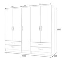 Ντουλάπα Ρούχων Ricardo Megapap Πεντάφυλλη Χρώμα Φυσικό Οξιάς 200x51,8x181εκ.