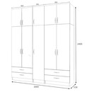 Ντουλάπα Ρούχων Ricardo Megapap Πεντάφυλλη με Πατάρι Χρώμα Φυσικό Οξιάς 200x51,8x240εκ.