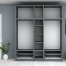 Ντουλάπα Ρούχων Ricardo Megapap Πεντάφυλλη με Πατάρι Χρώμα Ανθρακί 200x51,8x240εκ.