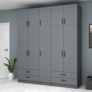 Ντουλάπα Ρούχων Ricardo Megapap Πεντάφυλλη με Πατάρι Χρώμα Ανθρακί 200x51,8x240εκ.