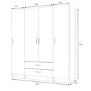 Ντουλάπα Ρούχων Ricardo Megapap Τετράφυλλη Χρώμα Ανθρακί 160x51,8x181εκ.