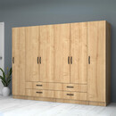 Ντουλάπα Ρούχων Ricardo Megapap Εξάφυλλη Χρώμα Φυσικό Οξιάς 240x51,8x181εκ.