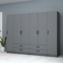 Ντουλάπα Ρούχων Ricardo Megapap Εξάφυλλη Χρώμα Ανθρακί 240x51,8x181εκ.