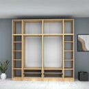 Ντουλάπα Ρούχων Ricardo Megapap Εξάφυλλη με Πατάρι Χρώμα Φυσικό Οξιάς 240x51,8x240εκ.