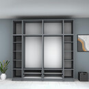 Ντουλάπα Ρούχων Ricardo Megapap Εξάφυλλη με Πατάρι Χρώμα Ανθρακί 240x51,8x240εκ.