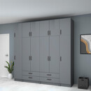 Ντουλάπα Ρούχων Ricardo Megapap Εξάφυλλη με Πατάρι Χρώμα Ανθρακί 240x51,8x240εκ.