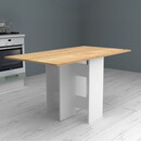 Τραπέζι Μελαμίνης Pepe Megapap Επεκτεινόμενο Χρώμα Λευκό - Φυσικό Οξιάς 28(56+56)x77x75εκ.