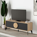 Έπιπλο Τηλεόρασης Gora Megapap Χρώμα Sapphire oak - Silky Black 140x35,6x51εκ.