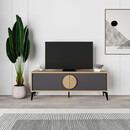 Έπιπλο Τηλεόρασης Gora Megapap Χρώμα Sapphire oak - Silky Black 140x35,6x51εκ.