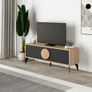 Έπιπλο Τηλεόρασης Gora Megapap Χρώμα Sapphire oak - Silky Black 140x35,6x51εκ.