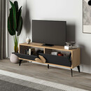 Έπιπλο Τηλεόρασης Gora Megapap Χρώμα Sapphire oak - Silky Black 140x35,6x51εκ.
