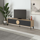 Έπιπλο Τηλεόρασης Gora Megapap Χρώμα Sapphire oak - Silky Black 180x35,6x51εκ.