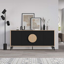 Μπουφές Gora Megapap Χρώμα Sapphire oak - Silky Black 180x40x82εκ.