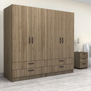Ντουλάπα Ρούχων Victoria Megapap Τετράφυλλη με Συρτάρια Χρώμα Καρυδί 200x60x181εκ.
