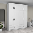 Ντουλάπα Ρούχων Victoria Megapap Τετράφυλλη με Πατάρι και Συρτάρια Χρώμα Λευκό 200x60x240εκ.