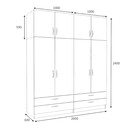 Ντουλάπα Ρούχων Victoria Megapap Τετράφυλλη με Πατάρι και Συρτάρια Χρώμα Λευκό 200x60x240εκ.