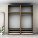 Ντουλάπα Ρούχων Victoria Megapap Τετράφυλλη με Πατάρι και Συρτάρια Χρώμα Καρυδί 200x60x240εκ.