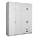 Ντουλάπα Ρούχων Victoria Megapap Τετράφυλλη με Πατάρι και Συρτάρια Χρώμα Λευκό 200x60x240εκ.