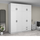 Ντουλάπα Ρούχων Victoria Megapap Τετράφυλλη με Πατάρι και Συρτάρια Χρώμα Λευκό 200x60x240εκ.