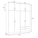 Ντουλάπα Ρούχων Victoria Megapap Τετράφυλλη με Πατάρι και Συρτάρια Χρώμα Λευκό 200x60x240εκ.