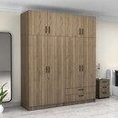 Ντουλάπα Ρούχων Victoria Megapap Τετράφυλλη με Πατάρι και Συρτάρια Χρώμα Καρυδί 200x60x240εκ.