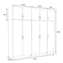 Ντουλάπα Ρούχων Victoria Megapap Πεντάφυλλη με Πατάρι Χρώμα Φυσικό Οξιάς 250x60x240εκ.