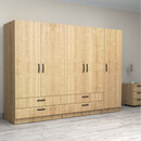 Ντουλάπα Ρούχων Victoria Megapap Πεντάφυλλη με Συρτάρια Χρώμα Φυσικό Οξιάς 250x60x181εκ.